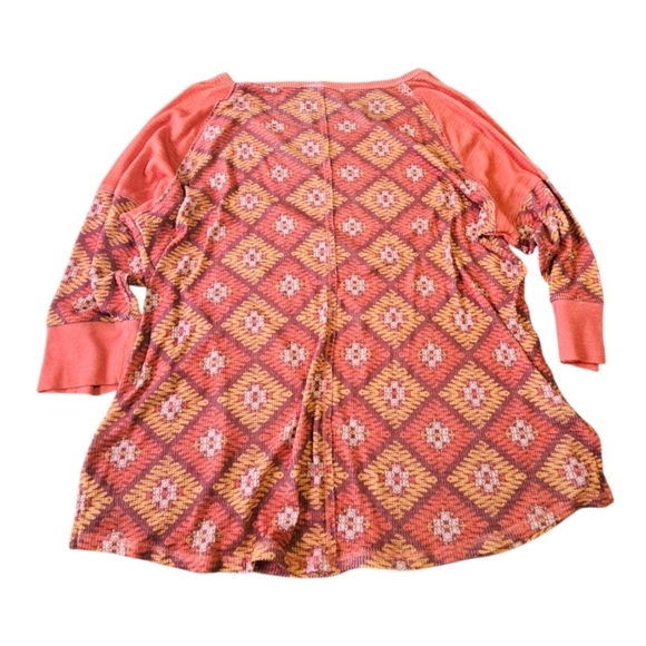 Cato Aztec Print Elbow Sleeve Top Orange & Brown Size 3X - Picture 2 of 9